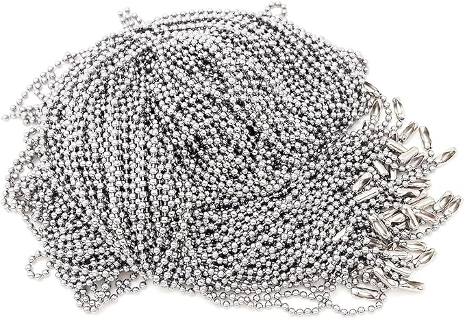 Dog Tag Chain 50 Pack, 2.3mm Stainless Steel Ball Chain Necklace with Connectors, Durable Dog Tag Necklace for Men, Military Dog Tag Chains, Heavy Duty Hypoallergenic Tarnish Resistant
