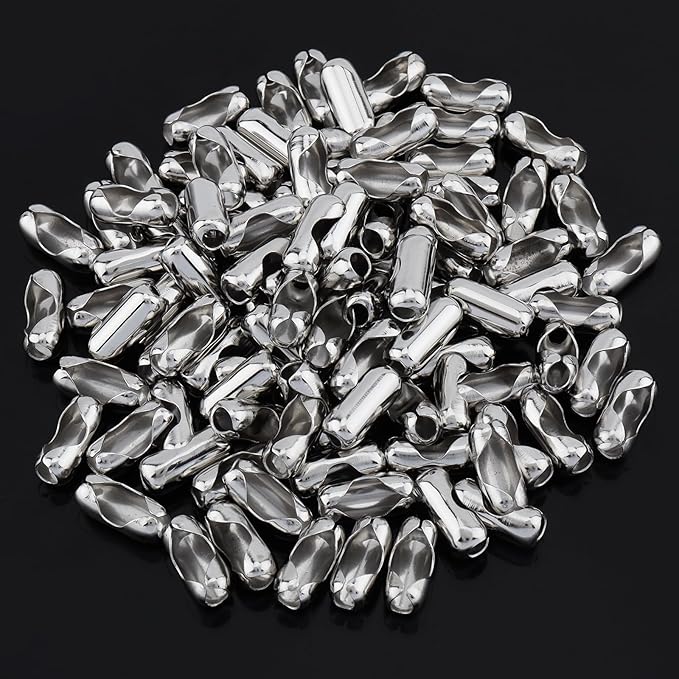 100 Pcs #10 (4.5mm) Ball Chain Connectors for Roman Blinds, Stainless Steel Beaded Chain Clasps for Vertical/Horizontal Blinds Pull Cord Repair, Keychains & DIY Crafts Accessories