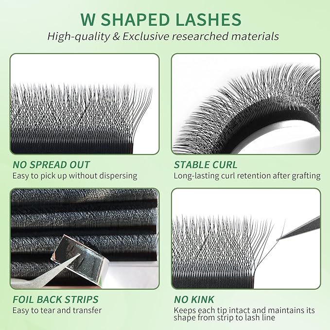 GLAMLASH W Eyelash Extensions 3D Volume Premade Fan Natural Soft Matte Lash Professional Salon Supplies (3D,0.07,D,8mm)