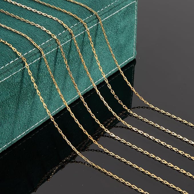 UMAOKANG 16.4 Feet Gold Plated Chain for Jewelry Making Stainless Steel Link Chain Bulk with Jump Rings Lobster Clasps