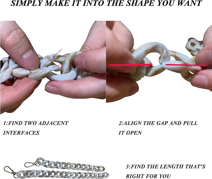 Acrylic Resin Chain Purse Strap 11.8IN Chunky Purse Transparent Chainn DIY Acrylic Bag Chain (Black Red)