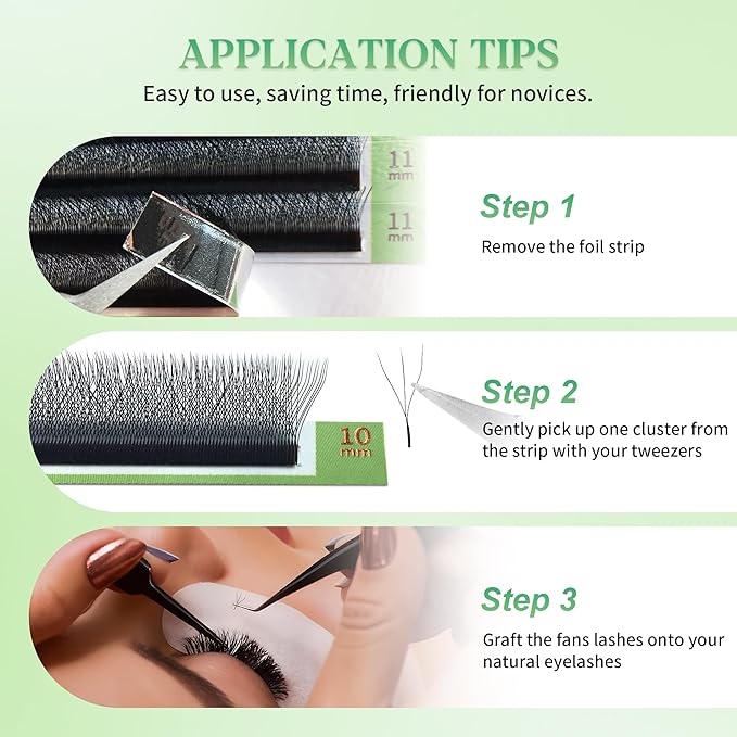 GLAMLASH W Eyelash Extensions 3D Volume Premade Fan Natural Soft Matte Lash Professional Salon Supplies (3D,0.07,L,8-15mm)