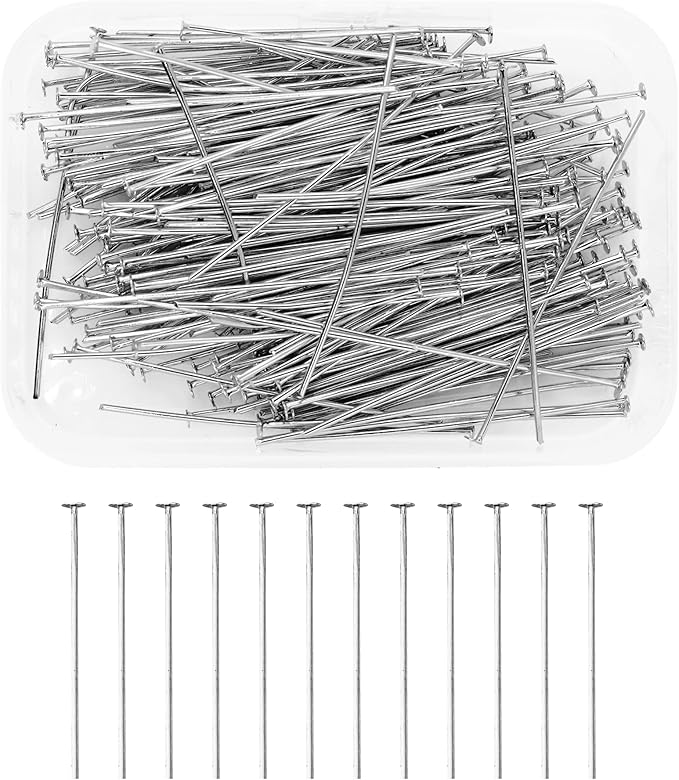 Mandala Crafts 2 Inch Stainless Steel Flat Head Pins for Jewelry Making Earring Making Supplies - 200 Jewelry Findings for Making Earring DIY Bracelets Rosary Charms