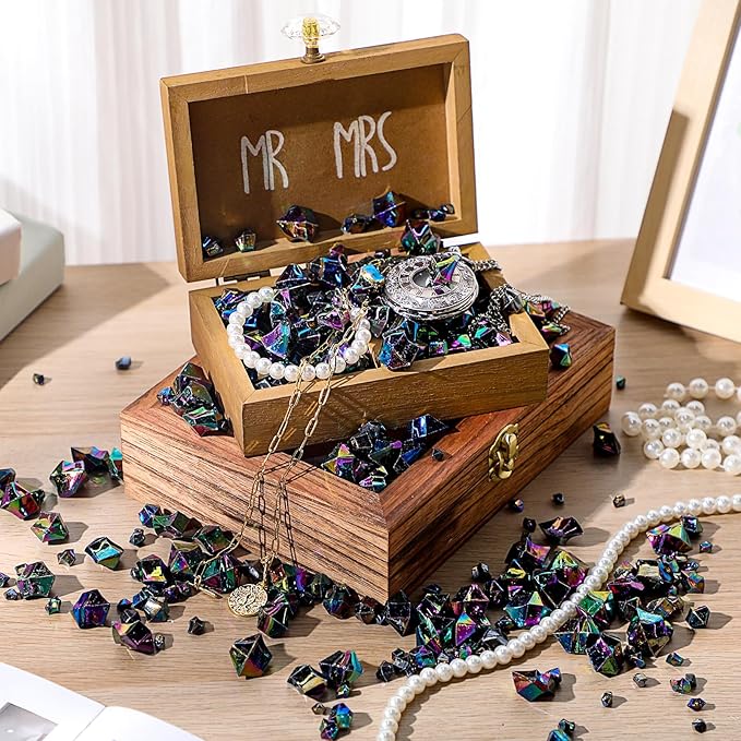 Syhood 570 Pcs 5 Sizes Iridescent Black Fake Crushed Ice Rocks Plastic Black Purple Acrylic Crystal Gems Diamonds Jewels Marble for Vase Fillers Decoration Wedding Table Scattering Halloween Decor