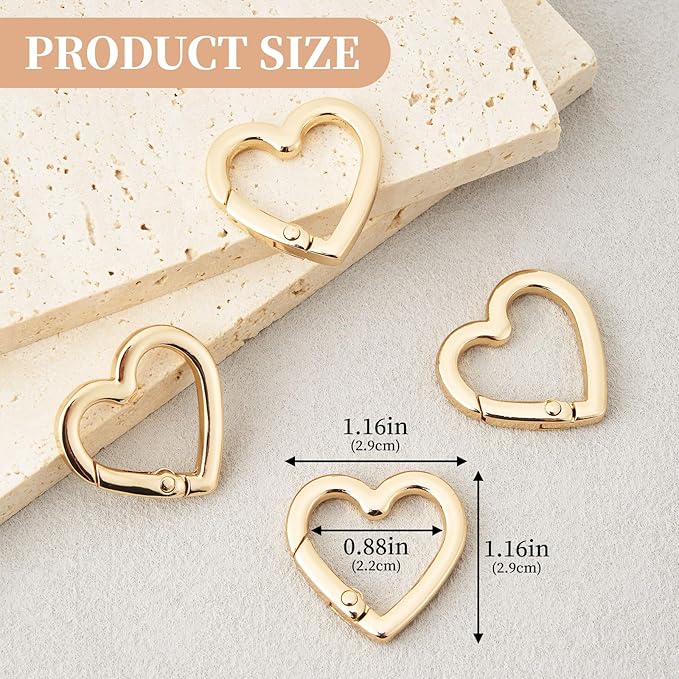 4 Pcs Heart Shaped Keychain Clip, Zinc Alloy Cute Heart Carabiner, Small Craft KeyringSpring Snap Clasp Hook for Camping Hiking Fishing Traveling