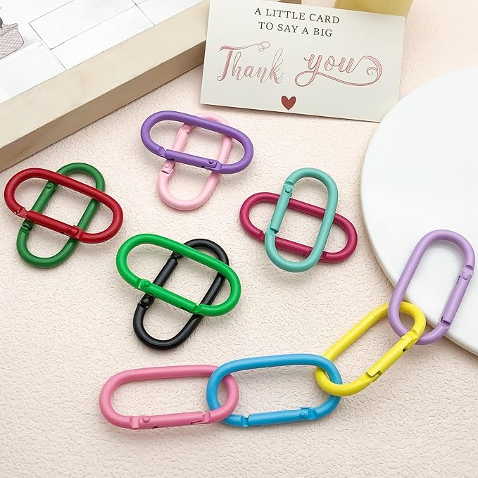 16 Pcs Oval Carabiners Keychain Clip, Cute Track Shape Carabiner Clip, Aluminum Carabiners, Versatile Keychain Clip for Keychains, Water Bottle Holders, Dog Leashes, and More