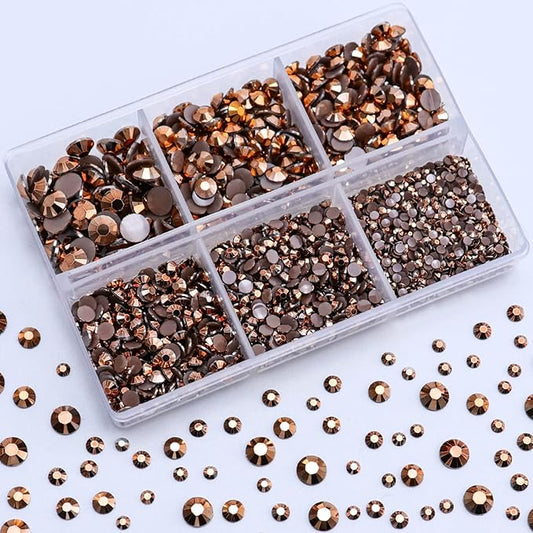 3000PCS Flatback Resin Rhinestone, 2mm 3mm 4mm 5mm 6mm Brown/Coffee Flatback Jelly Rhinestones for Crafts, Mugs, Bottles, Tumblers, Loose Bling Glitter Diamond Resin Jelly AB Stone