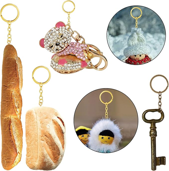215 Pieces Keychain Rings Set Including 35 Pieces Keychain Rings with 35 Pieces Open Jump Rings and 180 Pieces Small Screw Eye Pins for Crafts and Jewelry Making (Mixed Colors,30 mm)