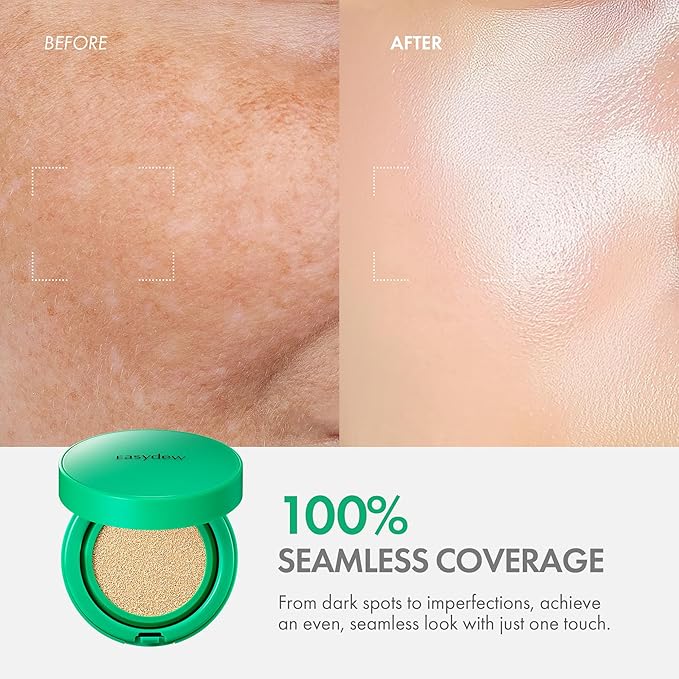 Easydew Mela B Toning Ampoule Cushion - 2-in-1 Korean Skin Care & Face Beauty Makeup - Age-Defying Full Coverage Cushion Foundation with Niacinamide & Hyaluron-Vital C 0.45 oz (#13 Porcelain)