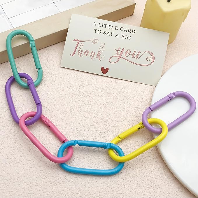 16 Pcs Oval Carabiners Keychain Clip, Cute Track Shape Carabiner Clip, Aluminum Carabiners, Versatile Keychain Clip for Keychains, Water Bottle Holders, Dog Leashes, and More