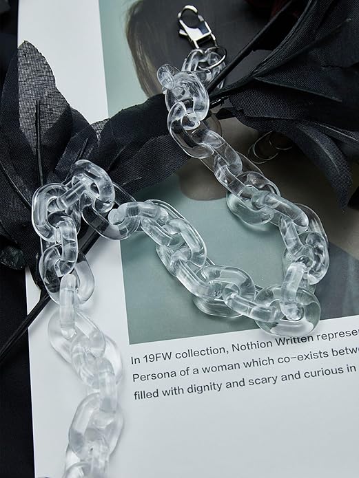 Punk Acrylic Colorful Leopard Print Clear Chain Necklace Rainbow Thick Paper Clip Necklace for Women Men Gift Hip Hop Geometric Bar Jewelry