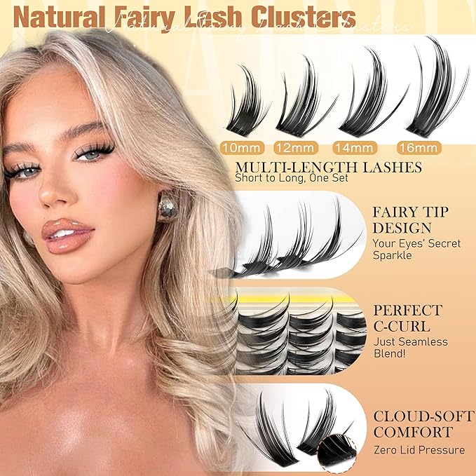 Manga Lash Clusters Fairy Eyelash Clusters Natural Cluster Eyelash Extensions Wispy 10-16mm Lashes Clusters C-Curly Anime Lashes 208pcs Spiky Eyelashes Clusters by Ruairie