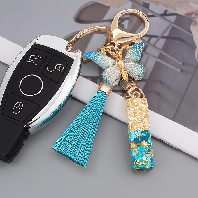 Suweibuke Cute Pink Key Chains for Women Girls, Initial Letter Keychains with Tassel, Charms for Key Purse Handbags Backpacks