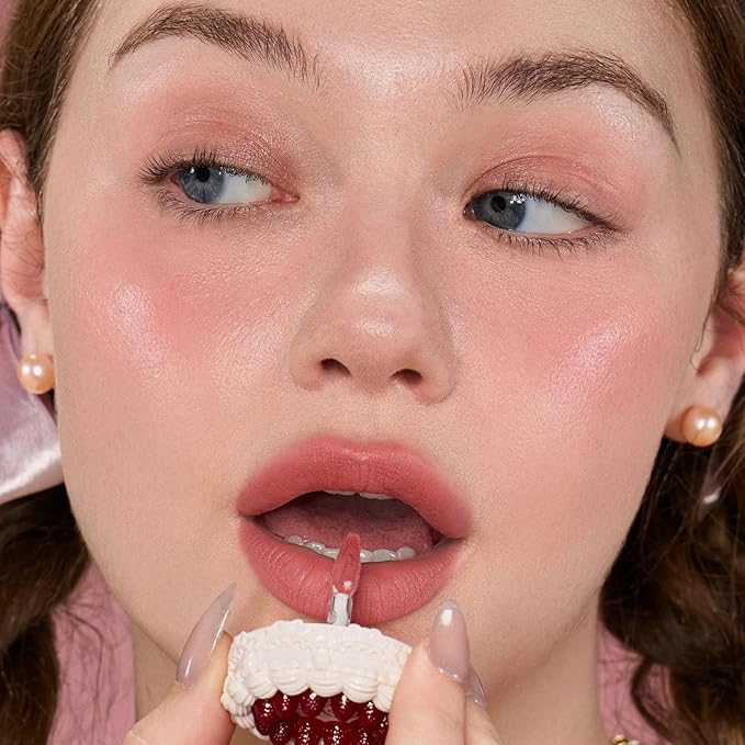 Flower Knows Strawberry Cupid Cake Lip Cream,Long Lasting Muted Terracotta Matte Lipstick,Hydrating Lip Stain,Transfer & Smudge-Proof Velvet Liquid Lipstick for Girls&Women,0.17 Fl Oz(V02 Soufflé)