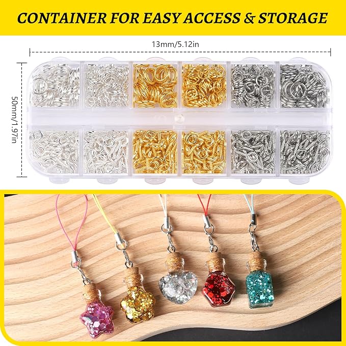 LEOBRO Screw Eye Pins, 600pcs Eye Pins for Jewelry Making, with Jump Rings, Small Screw Pins, Eye Hooks Mini Eye Screws for Crafts, Charms, Jewelry Keychain Making (Gold & Silver & Pearl Silver)