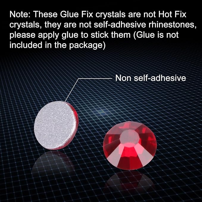 Jollin Glue Fix Crystal Flatback Rhinestones Glass Diamantes Gems for Crafting Nail Art Crafts Decorations Clothes Shoes 6.4mm (ss30 288pcs, Dark Siam)