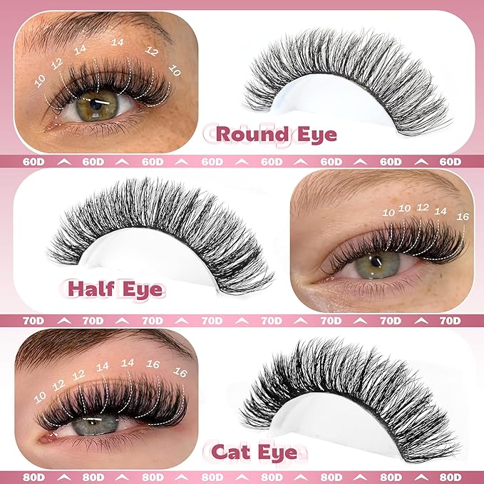 Focipeysa Lash Extension Kit 300pcs Lash Clusters Volume Eyelash Extension 60D 70D 80D Eyelash Clusters 9-16mm DIY Lash Extensions Kit with Waterproof Lash Bond and Seal and Lash Tweezers