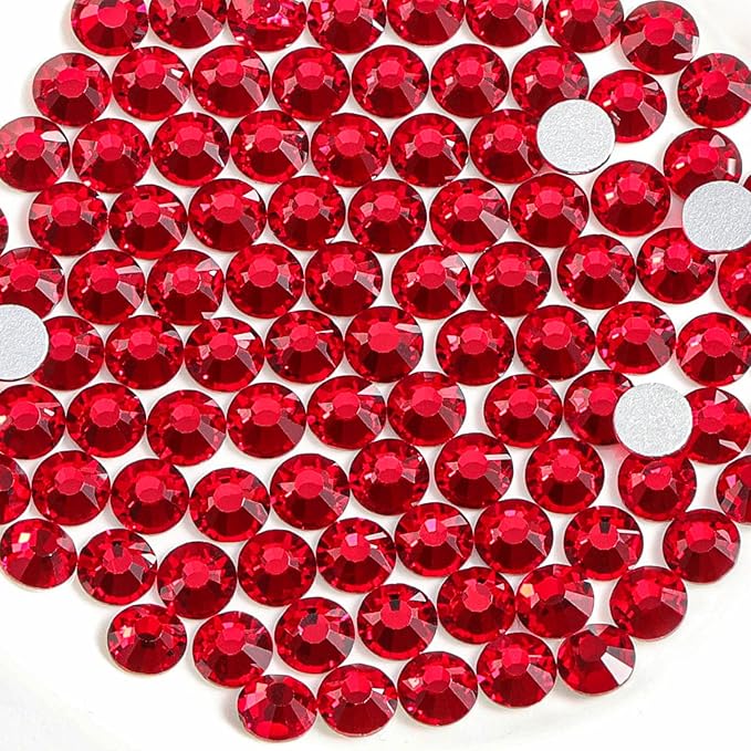 Beadsland Flat Back Crystal Rhinestones Round Gems for Nail Art and Craft Glue Fix, Siam, 3.8-4.0mm, SS16/1440pcs