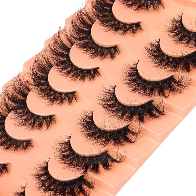 Mink Lashes Cat Eye Lashes Volume Fox Eye False Eyelashes Lashes Natural 6D D-Curly Volume Fake Eyelashes Soft Handmade Lashes that Look Like Extensions Lashes Pack