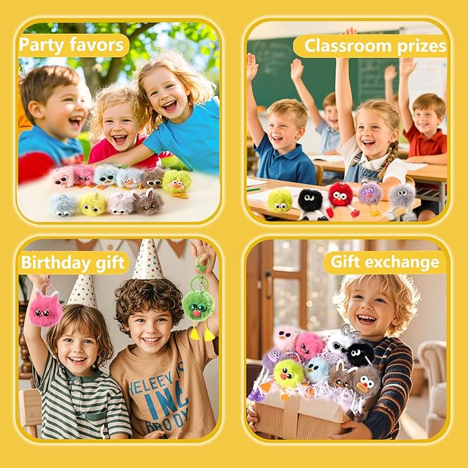 30PCS Party Favors Kids Keychains - Fun Keychain Cute Birthday Goodie Bags Stuffers for Kid Keychain Valentines Day Gifts for Kids Classroom Prizes Key Chains Bulk Elementary Student Prizes