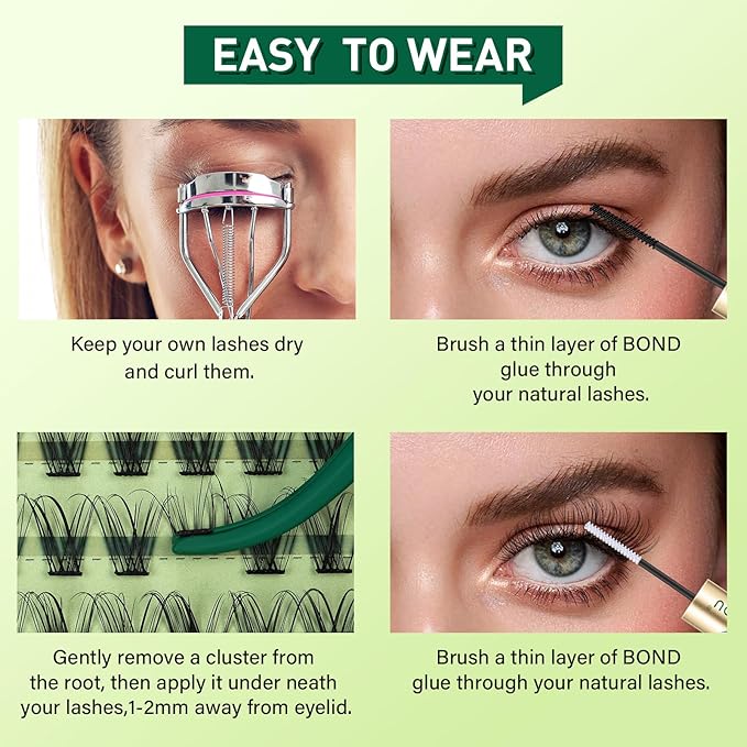Natural Lash Clusters Wispy Eyelash Clusters 144 pcs Cluster Eyelash Extensions D Curl Individual Lashes 8-18MIX Mix Length Light and Natural Lashes Look with Thin Lash Band by KEYYOU(N04-8-18MIX-D)