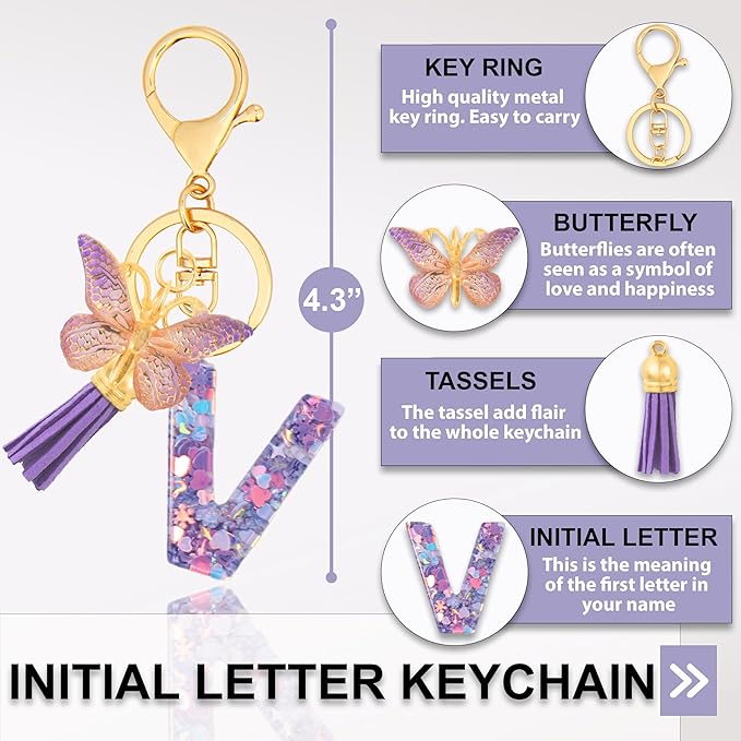 Alphabet Initial Letter Keychain Cute Heart Resin - Letter Keychain for Backpack Charms - Initial Keychains for Women