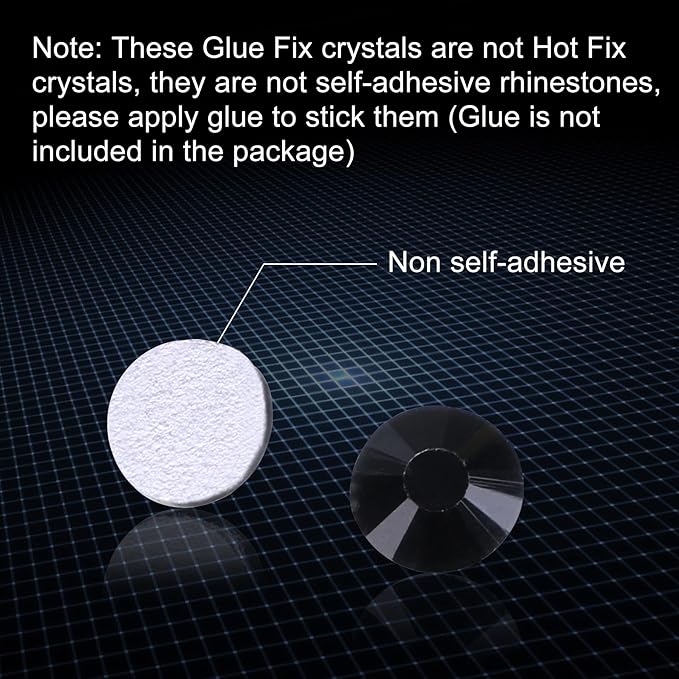 Jollin Glue Fix Crystal Flatback Rhinestones Glass Diamantes Gems for Crafting Nail Art Crafts Decorations Clothes Shoes 2.0mm (ss6 2880pcs, Jet)