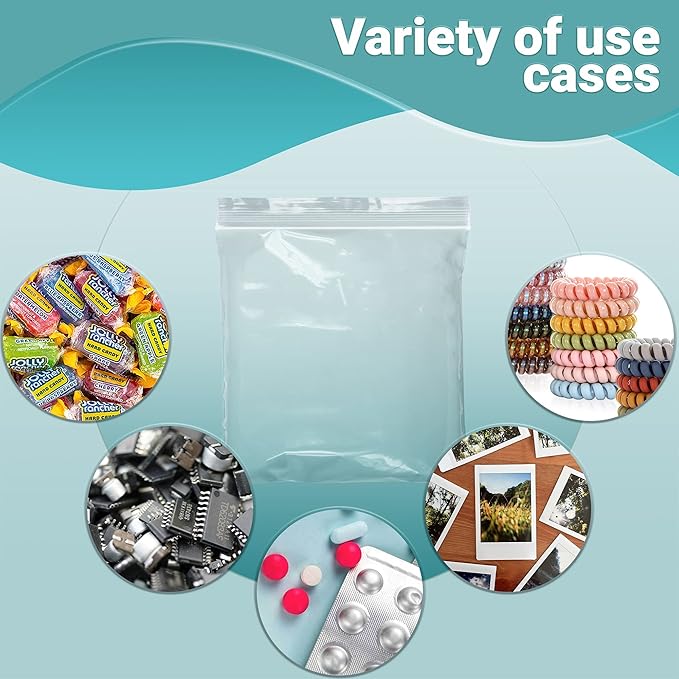 APQ Clear Plastic Reclosable Zipper Bags, 5 x 5 Inches. Pack of 100 Reclosable Plastic Bags with Zipper Closure. 2 Mil Plastic Jewelry Bags. Waterproof Reclosable Zip Bags for Industrial Use