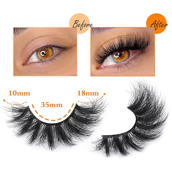 Fluff Eyelashes 8D Fox Eye lashes 18mm Natural False Eyelashes 7 Pairs Full Volume Faux Mink Lashes Multipack by TOOCHUNAG