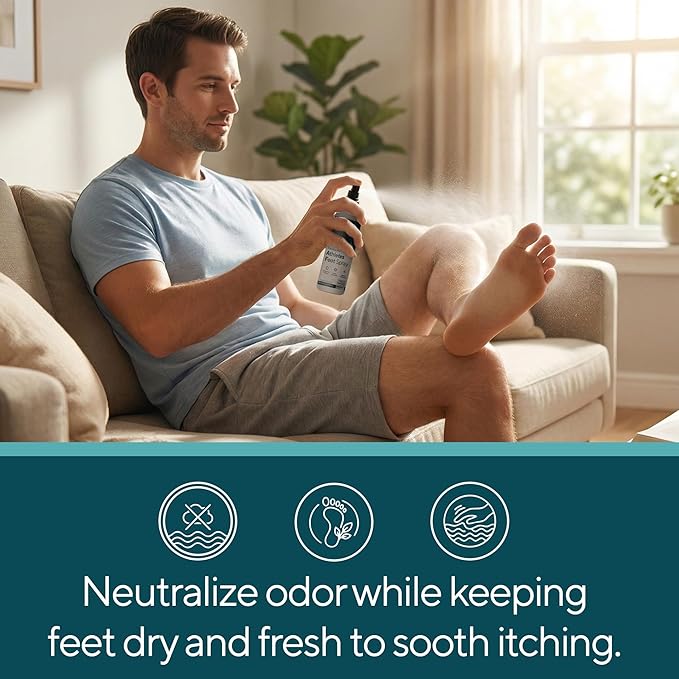 Marie Originals Homeopathic Athletes Foot Spray for Itchy Burning Skin Relief Natural Odor Control and Moisture Care Soothing Plant-Based Foot Comfort for Active Lifestyles and Daily Use 4 oz