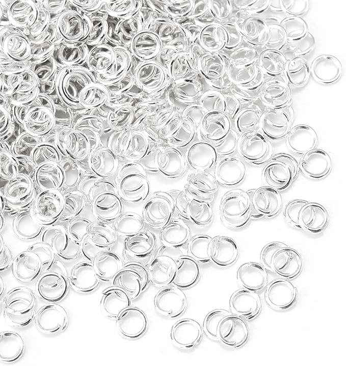 1000 Pcs 3mm Open Jump Rings Silver Plated Jump Rings for Jewelry Making Iron Made Single Ring Bulk for DIY Craft Earring Necklace Bracelet Pendant Choker Jewelry Making Findings