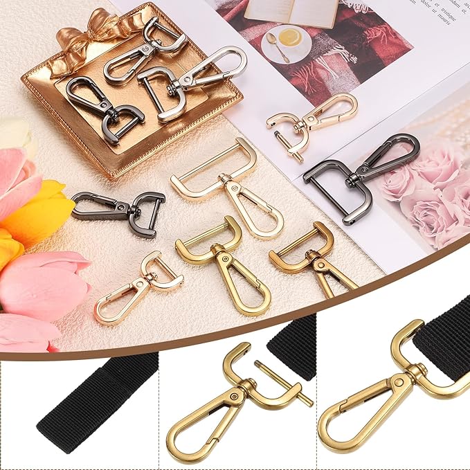 PATIKIL 1.5 Inch Swivel Clasp Hooks, 2 Pcs Detachable Snap Hook Swivel Lobster Claw Clasps with Screw Bar for Bag Strap Purse Lanyard DIY Craft Hardware, Black