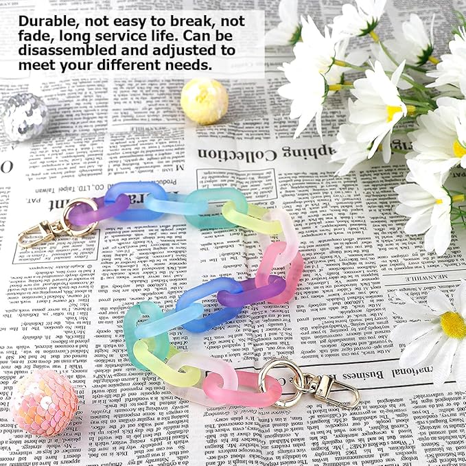 Colorful Acrylic Chain Strap, Handbag Chain Replacement, Rainbow Resin Crossbody Bag Decoration Chain, Mini Clutch Bag Chain Strap (43CM)