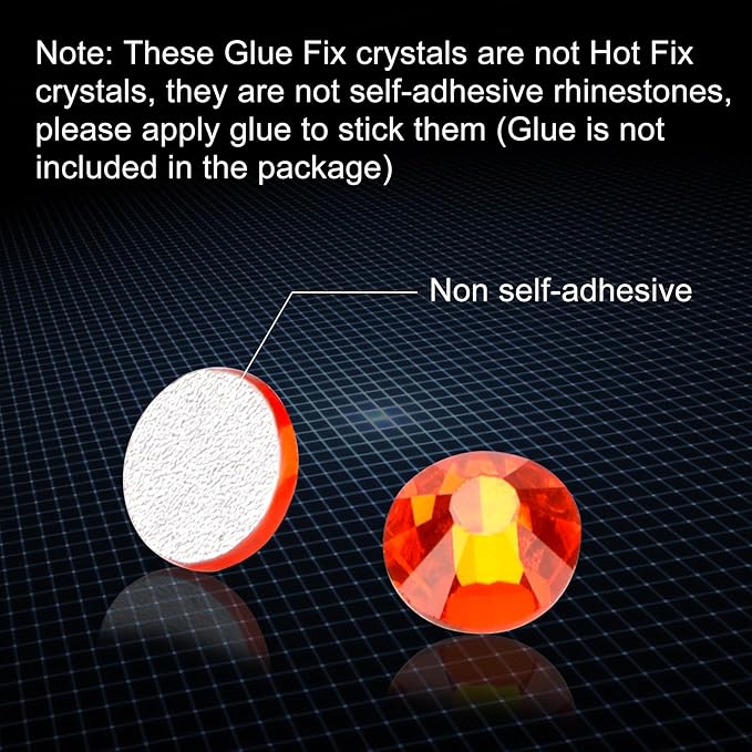 Jollin Glue Fix Crystal Flatback Rhinestones Glass Diamantes Gems for Crafting Nail Art Crafts Decorations Clothes Shoes 6.4mm (ss30 288pcs, Lt Siam)
