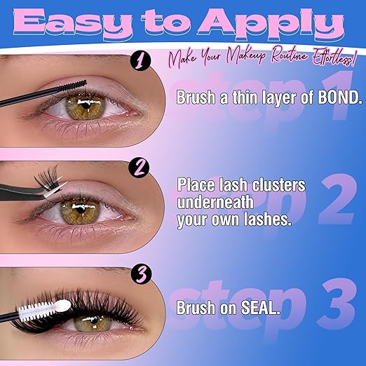 Mavphnee Lash Bond and Seal Kit - Waterproof Cluster Lashes Glue with Strong Hold Eyelash Adhesive and Remover for DIY Eyelash Extensions