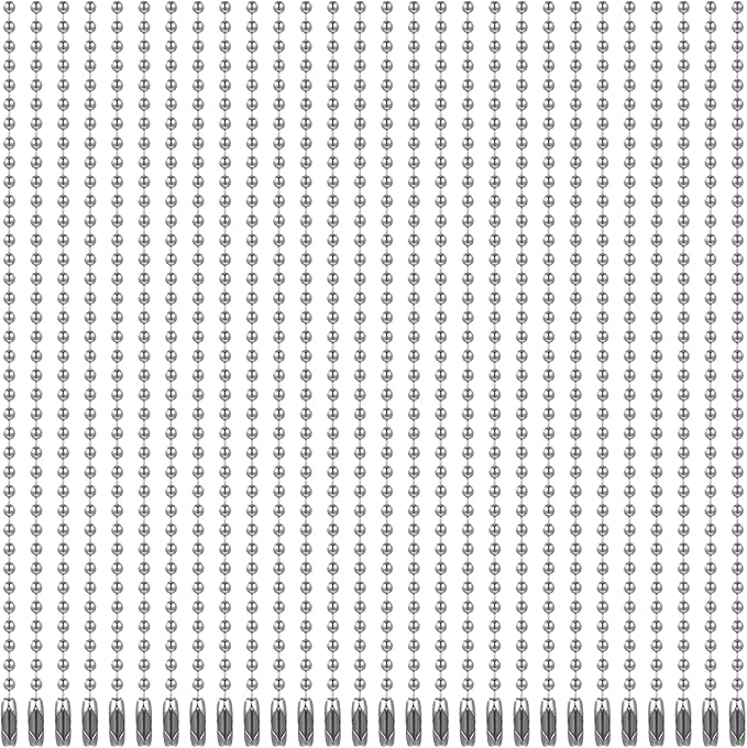 100 Pcs Ball Beads Chain 4 Inch Bulk Metal Chain Keychain Rings Silver Dog Tag Metal Chains with Connector Keychain Extension Chains for Tag Jewelry Making Hanging Decoration