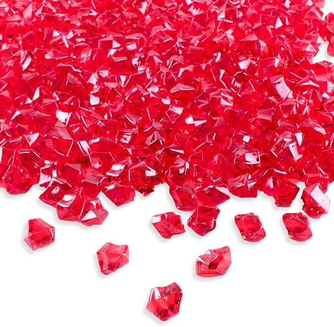 Super Z Outlet 1" Acrylic Color Ice Rock Crystals Treasure Gems for Table Scatters, Home Vase Fillers, Event, Wedding, Arts & Crafts, Birthday Decoration Favor - (Pack of 120) (Red)