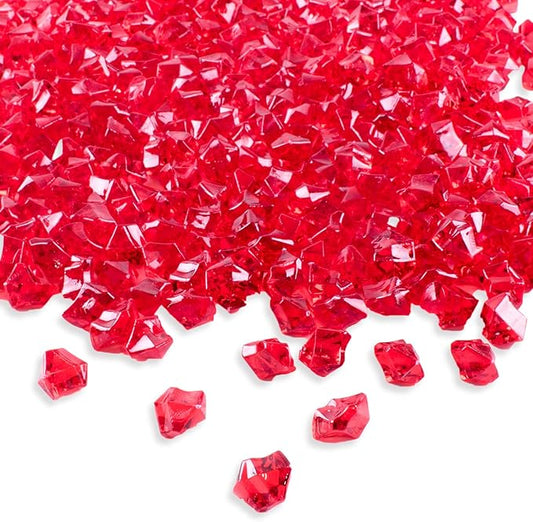 Super Z Outlet 1" Acrylic Color Ice Rock Crystals Treasure Gems for Table Scatters, Home Vase Fillers, Event, Wedding, Arts & Crafts, Birthday Decoration Favor - (Pack of 120) (Red)