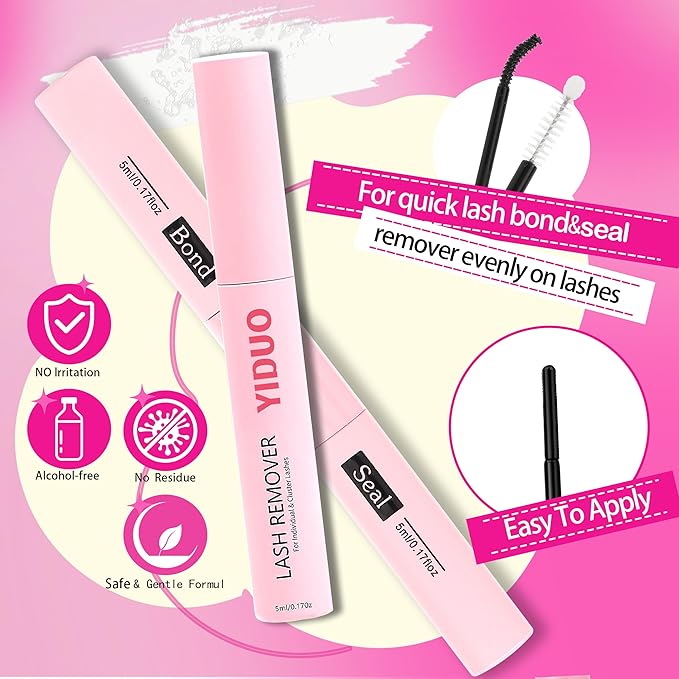 YIDUO 575Pcs Lashes Clusters Kit with Glue and Removers, D Curl Volume 150D+200D Thick+Spiky Lashes Extension, 12-21mm Thick Extension Eyelashes DIY Individual False Eyelash Kit DIY at Home Easily