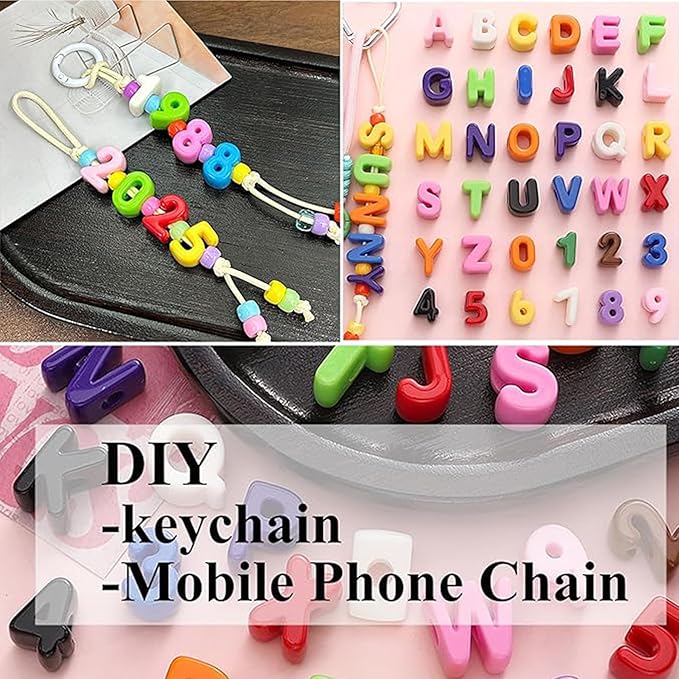 40 PCS Number Beads 3D Focal Bead Acrylic Loose for Jewelry Making Bracelet Necklaces Keychain Phone Bag Chain Key Chains (Mixed Color 3)