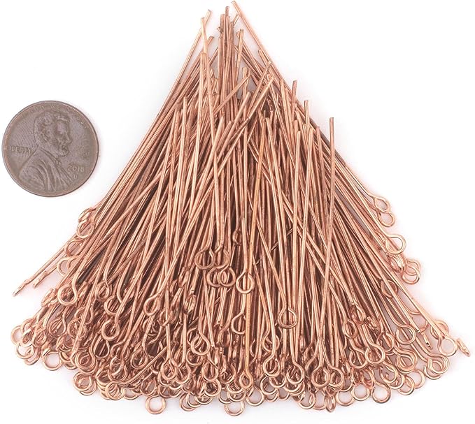 The Bead Chest Copper 21 Gauge 2 Inch Eye Pins (Approx 100 Pieces)