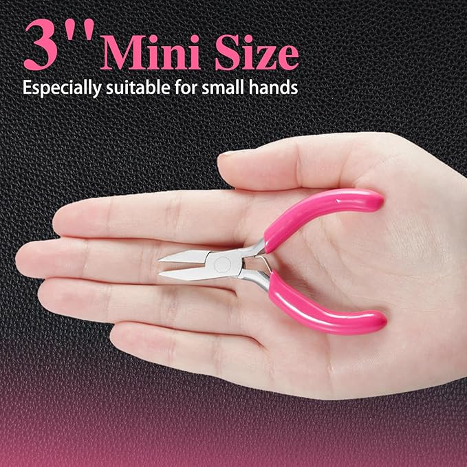SPEEDWOX Mini Pink Nose Pliers, 3 Inch Duckbill Pliers for Jewelry Making, DIY Craft & Hobby Supplies