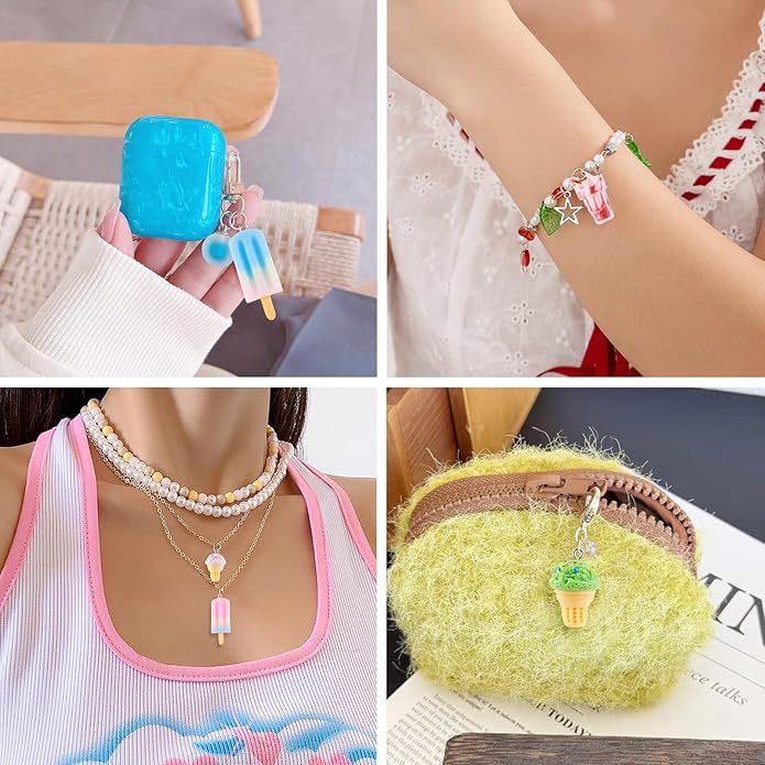 Craftdady Resin Plastic Miniature Food Snack Pendants Charms Ice Drink Juice Pendants Cute Bottle Fruit Keychain Charms Hang Ornament for DIY Craft Earring Bracelet Necklace Jewelry Making