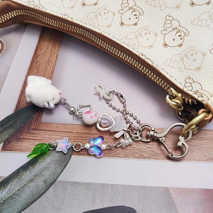 Cute Dog Keychain Fuzzy Dog Puppy Decor Keychain Aesthetic Y2K Bag Charms Stylish Dog Pendant Keychains Accessories