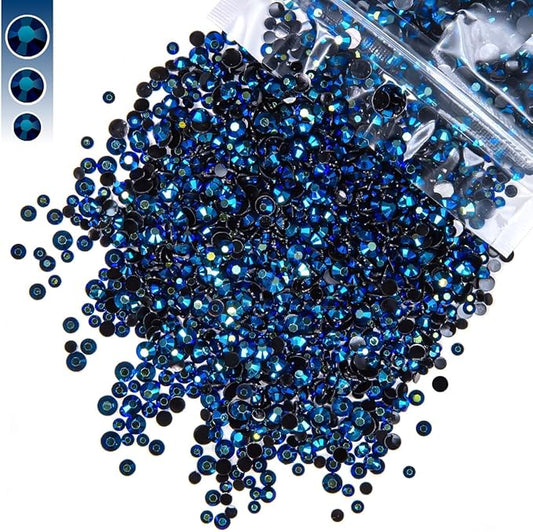 3mm 4mm 5mm Mix Ink Blue Resin Rhinestones for Crafting Navy Blue Flatback Jelly Stones Bulk SS10 SS16 SS20 Diamonds Gems for Nails Face Eyes Makeup Tumblers Bottles DIY Crafts Clothes Shoes