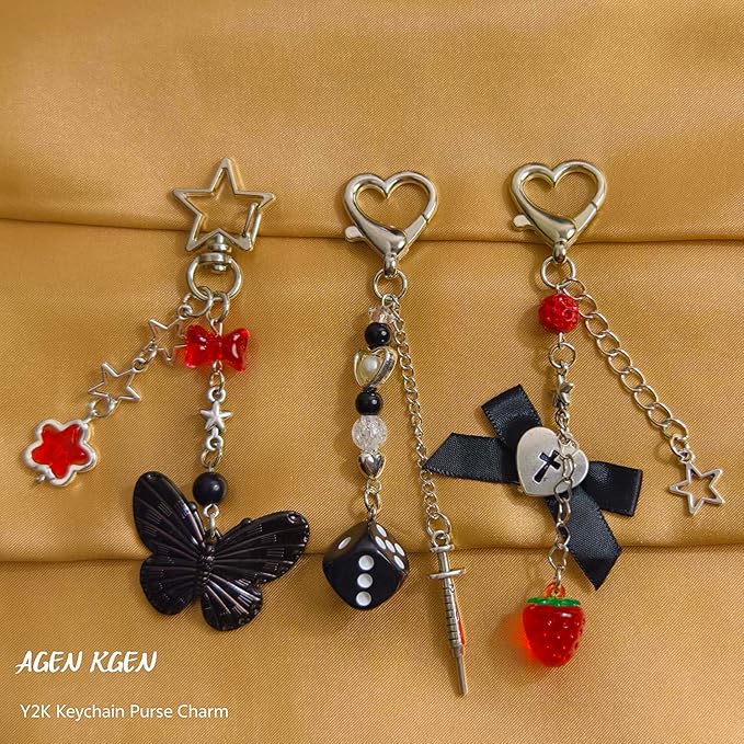 Novelty keychains Aesthetic Y2K Keychain Charms Stylish Keychains Accessories for Women Bag Purse Gifts
