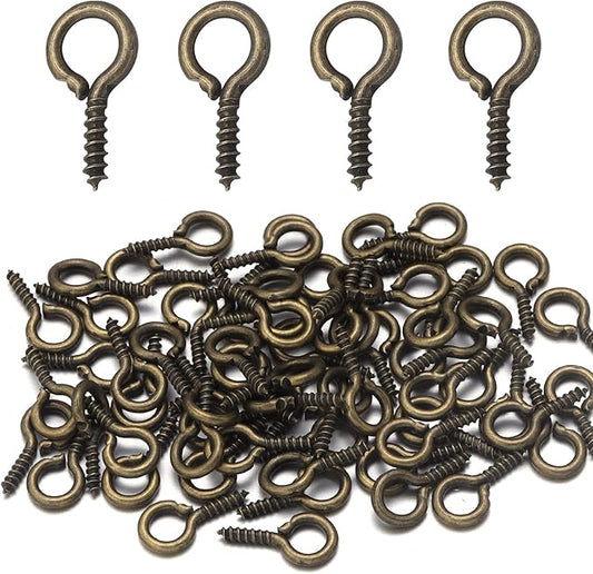 0.55inch/7X14mm Screw Eye Pins for Jewelry Making Eyepins Hook Eyelets Screw Threaded Gold Tone Clasps Hooks for DIY Jewelry Making 200 pcs/lot
