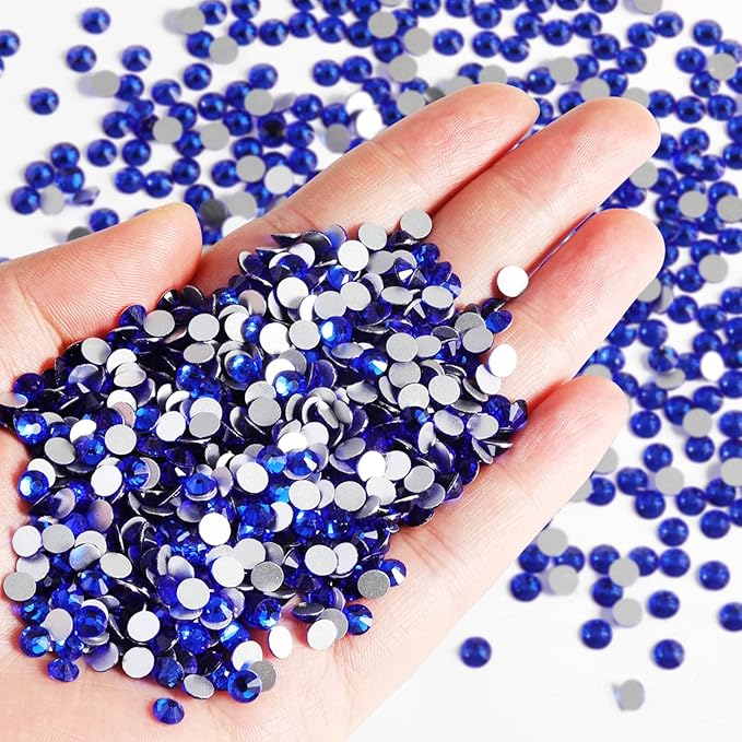 Beadsland Flatback Rhinestones Bulk,14400pcs Royal Blue Rhinestones for Nails Crafts Clothes DIY Decoration, Sapphire, SS8,2.3-2.5mm