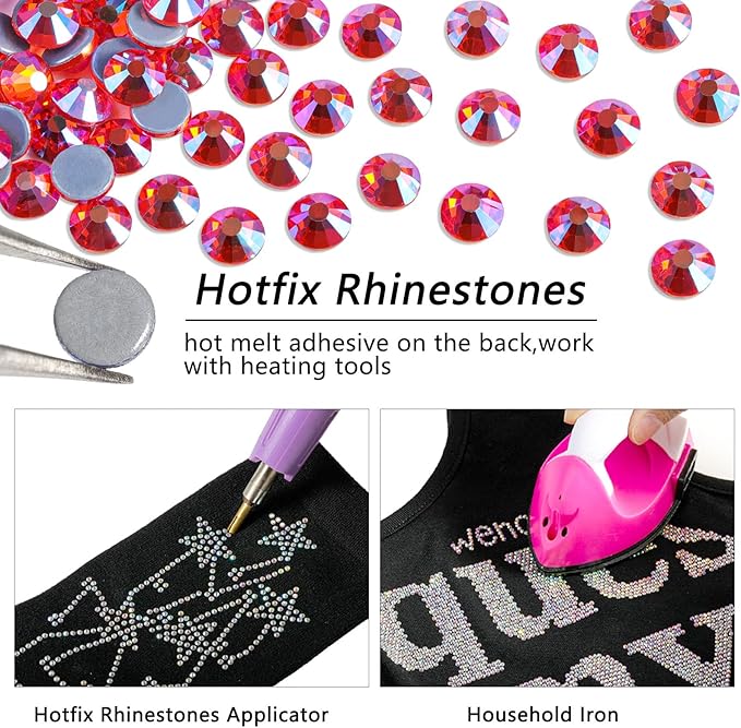 Beadsland Hotfix Rhinestones, 1440pcs Flatback Crystal Rhinestones for Crafts Clothes DIY Decorations, Hyacinth AB, SS20, 4.6-4.8mm