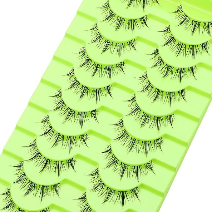 outopen Manga Lashes Natural Look Wispy Fluffy Asian Cosplay Eyelashes Spiky Japanese Anime Lashes 3D Short Fake Eyelash 10 Pairs Pack (A-Y40 | 9-13MM)